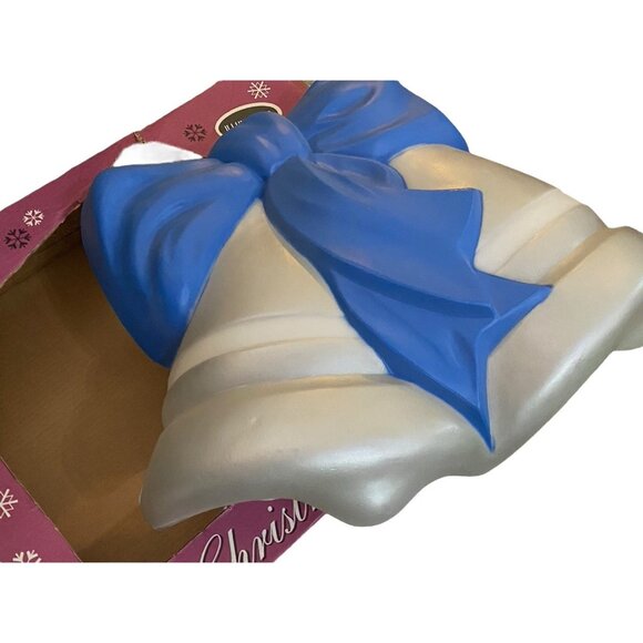 Vintage 1993 TPI Blow Mold Silver Bells With Blue Ribbon Bow Christmas Light - Picture 4 of 8